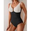 imageB2prity One Piece Swimsuit for Women Tummy Control Ruched Bathing Suit V Neck Push Up Swim SuitWhite  Black