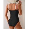 imageB2prity One Piece Swimsuit for Women Tummy Control Ruched Bathing Suit V Neck Push Up Swim SuitWhite  Black