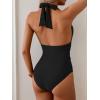imageB2prity Womens Sexy Two Piece Swimsuit Tummy Control Halter Plunge One Piece Bathing Suit with Cover Up SkirtBlack