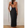 imageB2prity Womens Sexy Two Piece Swimsuit Tummy Control Halter Plunge One Piece Bathing Suit with Cover Up SkirtBlack