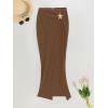 imageB2prity Womens Sexy Two Piece Swimsuit Tummy Control Halter Plunge One Piece Bathing Suit with Cover Up SkirtBrown