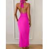 imageB2prity Womens Sexy Two Piece Swimsuit Tummy Control Halter Plunge One Piece Bathing Suit with Cover Up SkirtHot Pink