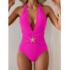 imageB2prity Womens Sexy Two Piece Swimsuit Tummy Control Halter Plunge One Piece Bathing Suit with Cover Up SkirtHot Pink