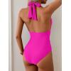 imageB2prity Womens Sexy Two Piece Swimsuit Tummy Control Halter Plunge One Piece Bathing Suit with Cover Up SkirtHot Pink
