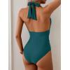 imageB2prity Womens Sexy Two Piece Swimsuit Tummy Control Halter Plunge One Piece Bathing Suit with Cover Up SkirtPeacock Green
