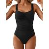 imageB2prity One Piece Swimsuit for Women Tummy Control Bathing Suit Ruched Slimming SwimwearBlack
