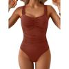 imageB2prity One Piece Swimsuit for Women Tummy Control Bathing Suit Ruched Slimming SwimwearBrick Red
