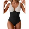 imageB2prity One Piece Swimsuit for Women Tummy Control Ruched Bathing Suit V Neck Push Up Swim SuitWhite  Black