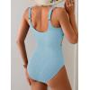 imageB2prity Womens Ribbed Tummy Control One Piece Swimsuit Slimming Bathing Suit Scoop Neck High Waisted SwimwearBlue