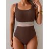imageB2prity Womens Ribbed Tummy Control One Piece Swimsuit Slimming Bathing Suit Scoop Neck High Waisted SwimwearBrown