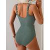 imageB2prity Womens Ribbed Tummy Control One Piece Swimsuit Slimming Bathing Suit Scoop Neck High Waisted SwimwearGreen