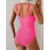 imageB2prity Womens Ribbed Tummy Control One Piece Swimsuit Slimming Bathing Suit Scoop Neck High Waisted SwimwearPink