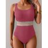imageB2prity Womens Ribbed Tummy Control One Piece Swimsuit Slimming Bathing Suit Scoop Neck High Waisted SwimwearPurple