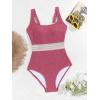 imageB2prity Womens Ribbed Tummy Control One Piece Swimsuit Slimming Bathing Suit Scoop Neck High Waisted SwimwearPurple