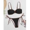 imageB2prity Womens Bikini Sets Two Piece Triangle Bathing Suit Sexy Side Tie Thong Swimsuit Color Block Tie Knot SwimwearBlack Brown
