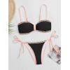 imageB2prity Womens Bikini Sets Two Piece Triangle Bathing Suit Sexy Side Tie Thong Swimsuit Color Block Tie Knot SwimwearBlack Pink