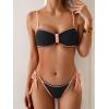 imageB2prity Womens Bikini Sets Two Piece Triangle Bathing Suit Sexy Side Tie Thong Swimsuit Color Block Tie Knot SwimwearBlack Pink
