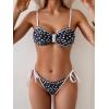 imageB2prity Womens Bikini Sets Two Piece Triangle Bathing Suit Sexy Side Tie Thong Swimsuit Color Block Tie Knot SwimwearBlack Polka Dots