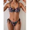 imageB2prity Womens Bikini Sets Two Piece Triangle Bathing Suit Sexy Side Tie Thong Swimsuit Color Block Tie Knot SwimwearBlack White Floral