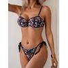 imageB2prity Womens Bikini Sets Two Piece Triangle Bathing Suit Sexy Side Tie Thong Swimsuit Color Block Tie Knot SwimwearBlack White Floral