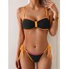 imageB2prity Womens Bikini Sets Two Piece Triangle Bathing Suit Sexy Side Tie Thong Swimsuit Color Block Tie Knot SwimwearBlack Yellow Pink