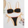 imageB2prity Womens Bikini Sets Two Piece Triangle Bathing Suit Sexy Side Tie Thong Swimsuit Color Block Tie Knot SwimwearBlack Yellow Pink
