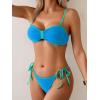imageB2prity Womens Bikini Sets Two Piece Triangle Bathing Suit Sexy Side Tie Thong Swimsuit Color Block Tie Knot SwimwearBlue Color Block