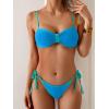 imageB2prity Womens Bikini Sets Two Piece Triangle Bathing Suit Sexy Side Tie Thong Swimsuit Color Block Tie Knot SwimwearBlue Color Block