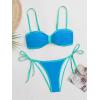 imageB2prity Womens Bikini Sets Two Piece Triangle Bathing Suit Sexy Side Tie Thong Swimsuit Color Block Tie Knot SwimwearBlue Color Block