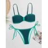 imageB2prity Womens Bikini Sets Two Piece Triangle Bathing Suit Sexy Side Tie Thong Swimsuit Color Block Tie Knot SwimwearGreen Color Block