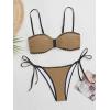 imageB2prity Womens Bikini Sets Two Piece Triangle Bathing Suit Sexy Side Tie Thong Swimsuit Color Block Tie Knot SwimwearLight Brown Black