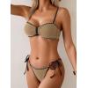 imageB2prity Womens Bikini Sets Two Piece Triangle Bathing Suit Sexy Side Tie Thong Swimsuit Color Block Tie Knot SwimwearLight Brown Black