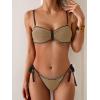 imageB2prity Womens Bikini Sets Two Piece Triangle Bathing Suit Sexy Side Tie Thong Swimsuit Color Block Tie Knot SwimwearLight Brown Black