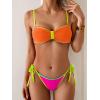 imageB2prity Womens Bikini Sets Two Piece Triangle Bathing Suit Sexy Side Tie Thong Swimsuit Color Block Tie Knot SwimwearOrange Pink Yellow