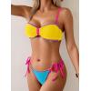 imageB2prity Womens Bikini Sets Two Piece Triangle Bathing Suit Sexy Side Tie Thong Swimsuit Color Block Tie Knot SwimwearYellow Blue Pink