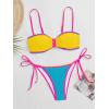 imageB2prity Womens Bikini Sets Two Piece Triangle Bathing Suit Sexy Side Tie Thong Swimsuit Color Block Tie Knot SwimwearYellow Blue Pink