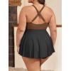 imageB2prity Womens One Piece Swimdress Swimsuit Plus Size Tummy Control Swim Dress V Neck Push Up Skirted Bathing SuitBrown  Black