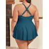 imageB2prity Womens One Piece Swimdress Swimsuit Plus Size Tummy Control Swim Dress V Neck Push Up Skirted Bathing SuitPeacock Green