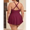 imageB2prity Womens One Piece Swimdress Swimsuit Plus Size Tummy Control Swim Dress V Neck Push Up Skirted Bathing SuitWine Red