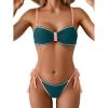 imageB2prity Womens Bikini Sets Two Piece Triangle Bathing Suit Sexy Side Tie Thong Swimsuit Color Block Tie Knot SwimwearPeacock Green Pink