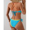 image:imageB2prity Womens Color Block Bikini Set Sexy V Neck Criss Cross Two Piece Swimsuits Tie Side Cheeky Bathing SuitsBlue Orange Yellow