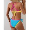image:imageB2prity Womens Color Block Bikini Set Sexy V Neck Criss Cross Two Piece Swimsuits Tie Side Cheeky Bathing SuitsYellow Blue  Pink