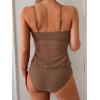 image:imageB2prity Womens Mesh Tankini Swimsuits Flowy Two Piece Bathing Suit V Neck Tie Knot Swim Top with High Waisted Bottom Brown