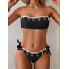 image:imageB2prity Two Piece Bikini Set Swimsuit for Women Adjustable Tie Back Customizable Fit Bathing Suit Double Lined Resort WearBlack