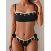 image:imageB2prity Two Piece Bikini Set Swimsuit for Women Adjustable Tie Back Customizable Fit Bathing Suit Double Lined Resort WearBlack