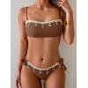 image:imageB2prity Two Piece Bikini Set Swimsuit for Women Adjustable Tie Back Customizable Fit Bathing Suit Double Lined Resort WearBrown