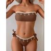 image:imageB2prity Two Piece Bikini Set Swimsuit for Women Adjustable Tie Back Customizable Fit Bathing Suit Double Lined Resort WearBrown