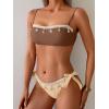 image:imageB2prity Two Piece Bikini Set Swimsuit for Women Adjustable Tie Back Customizable Fit Bathing Suit Double Lined Resort WearBrown Color Block