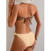 image:imageB2prity Two Piece Bikini Set Swimsuit for Women Adjustable Tie Back Customizable Fit Bathing Suit Double Lined Resort WearBrown Color Block