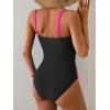image:imageB2prity Womens One Piece Swimsuit Tummy Control Slimming Bathing Suit Color Block Swimwear Ruched Swim SuitBlack  Hot Pink